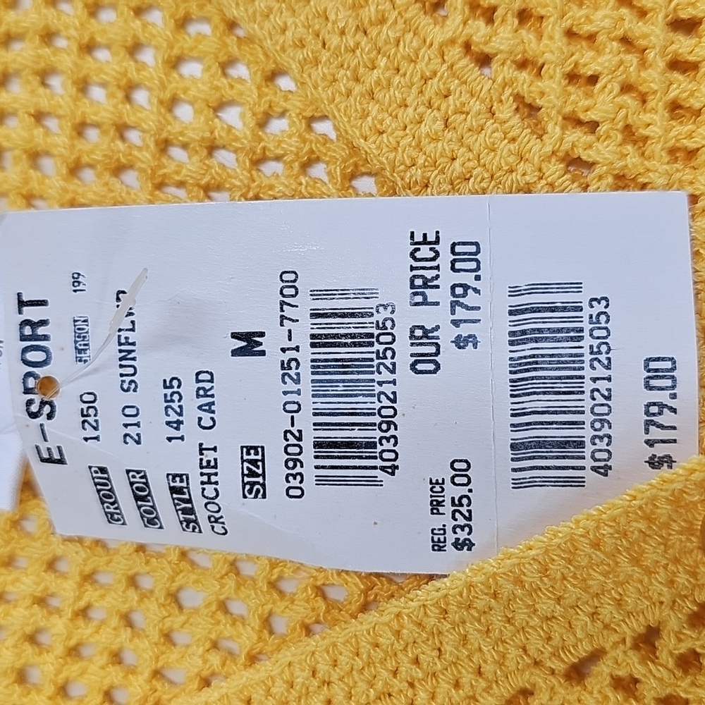 Vintage Escada Sport Crochet Cardigan, Sunflower Yellow, Medium, NEW - Picture 6 of 11